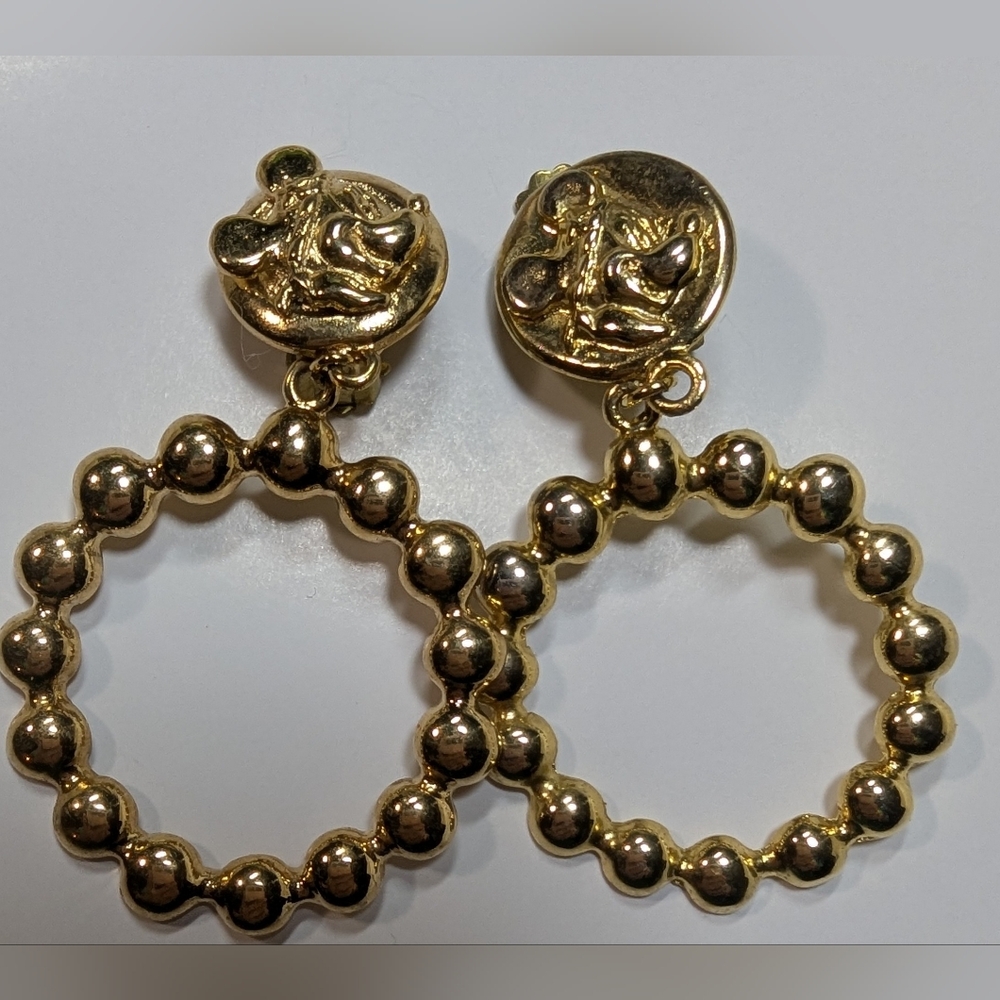 Wendy Gell Disney Mickey Mouse hoop earrings 1980s.